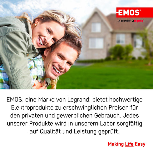 EMOS Infrarot-Bewegungsmelder IP65 für Innen und Außen, 180°, 12m Reichweite