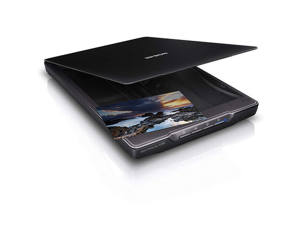 Epson Flachbettscanner Perfection V39, kompakter A4 Scanner, vertikales Scannen